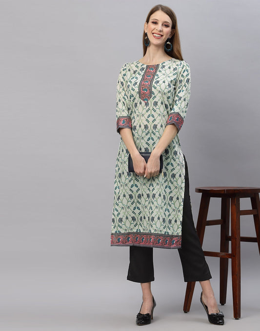 White & Blue Digital Printed Kurti | Sudathi