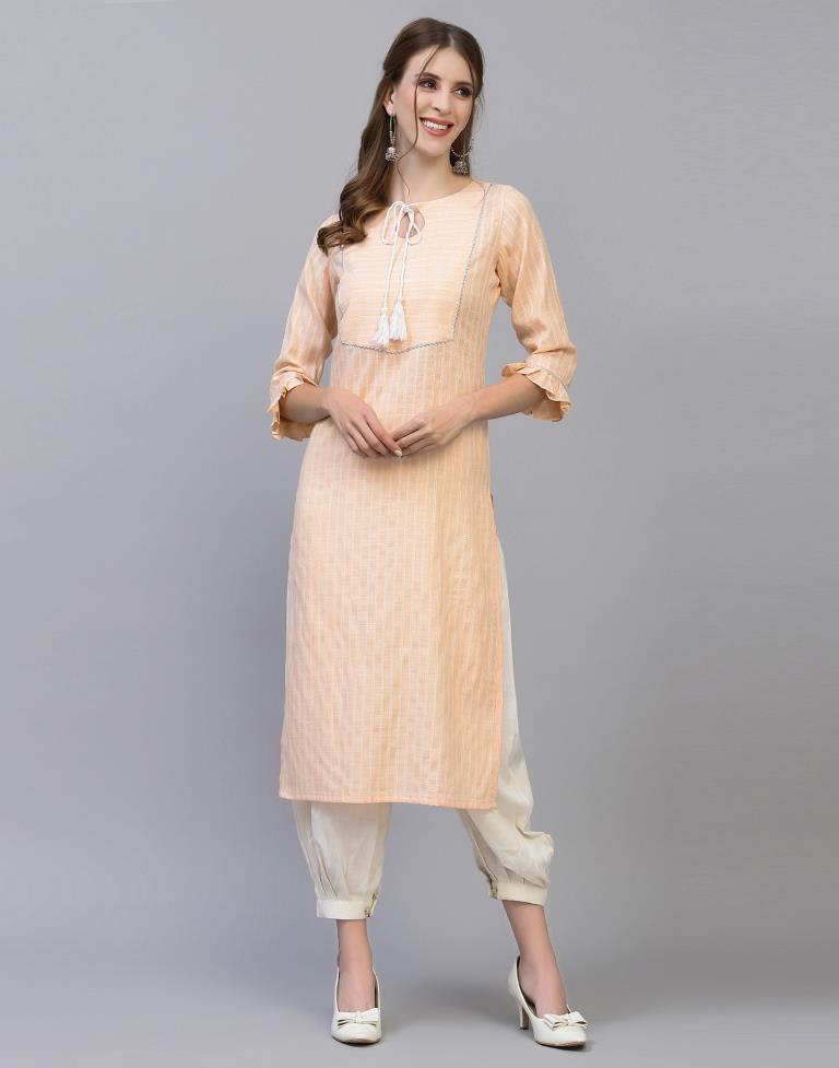 Pastel Peach Solid Kurti | Leemboodi