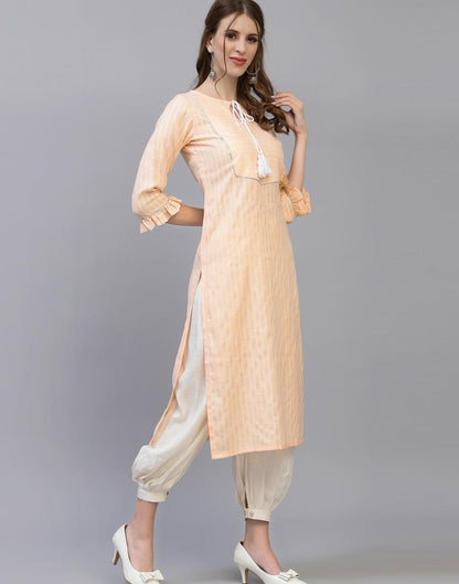 Pastel Peach Solid Kurti | Leemboodi