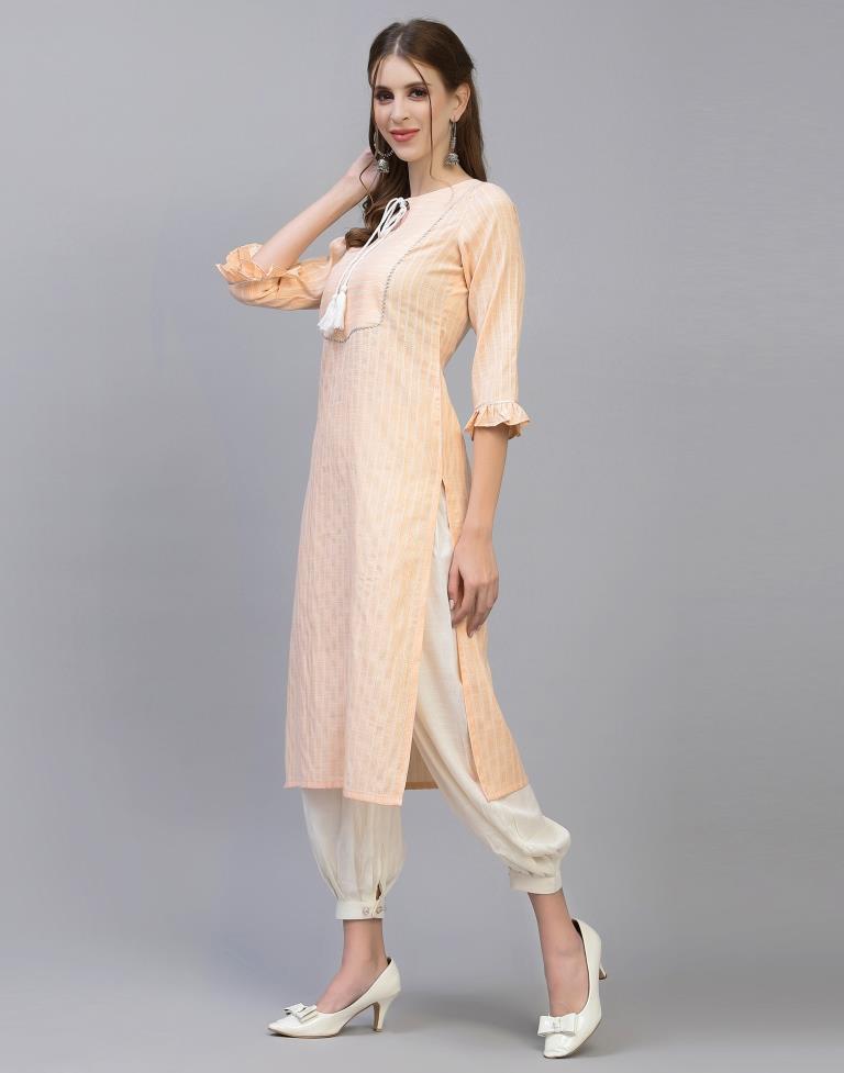 Pastel Peach Solid Kurti | Leemboodi