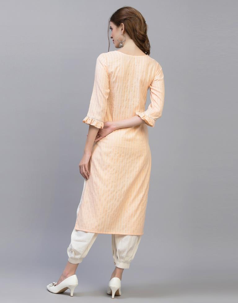 Pastel Peach Solid Kurti | Leemboodi