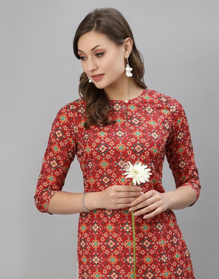 Maroon Digital Printed Kurti | Sudathi