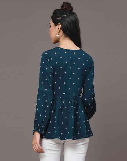 Teal Embroidered Top | Leemboodi
