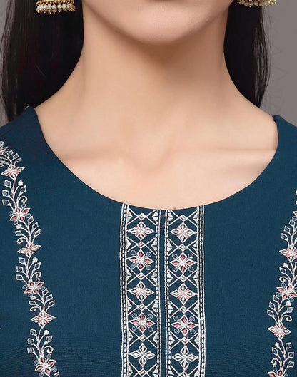 Teal Embroidered Top | Leemboodi