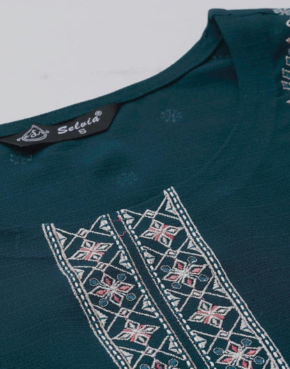 Teal Embroidered Top | Leemboodi