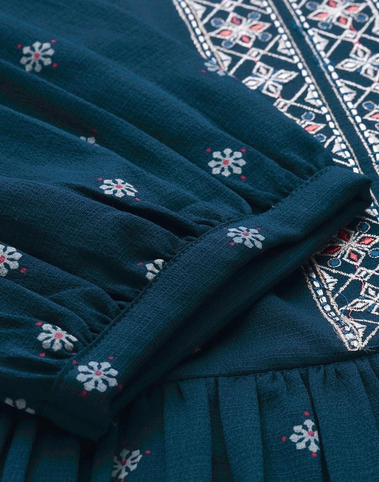 Teal Embroidered Top | Leemboodi