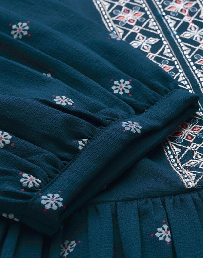 Teal Embroidered Top | Leemboodi