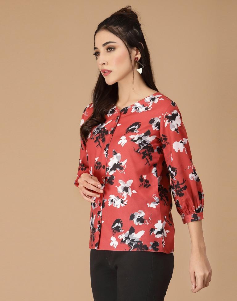 Red Digital Printed Shirt | Sudathi