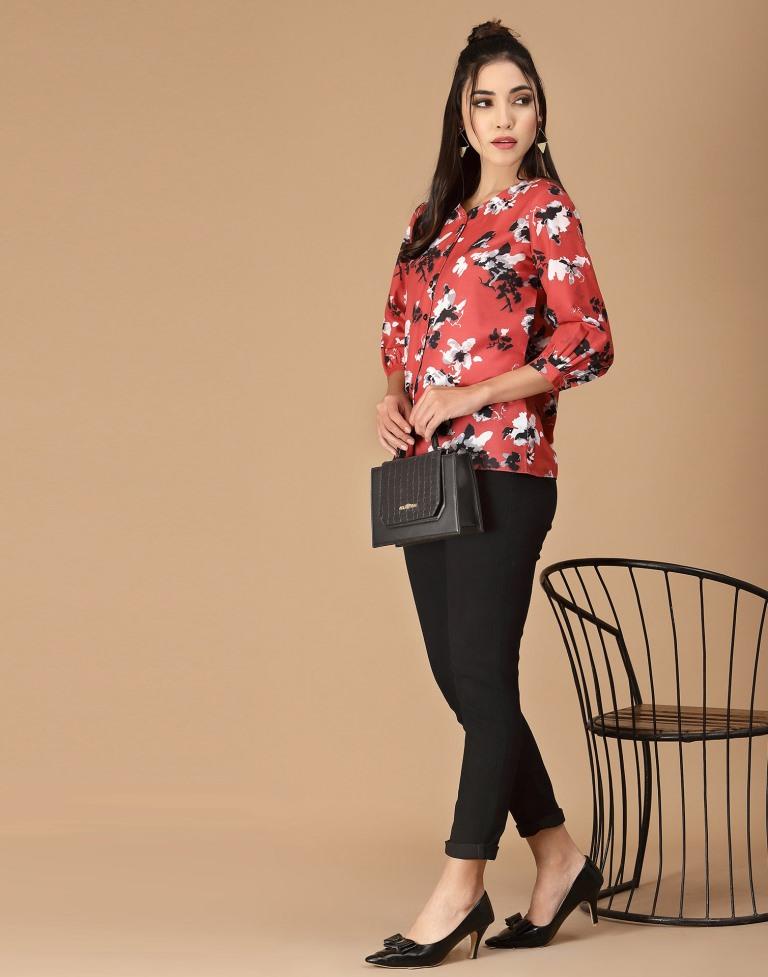 Red Digital Printed Shirt | Sudathi