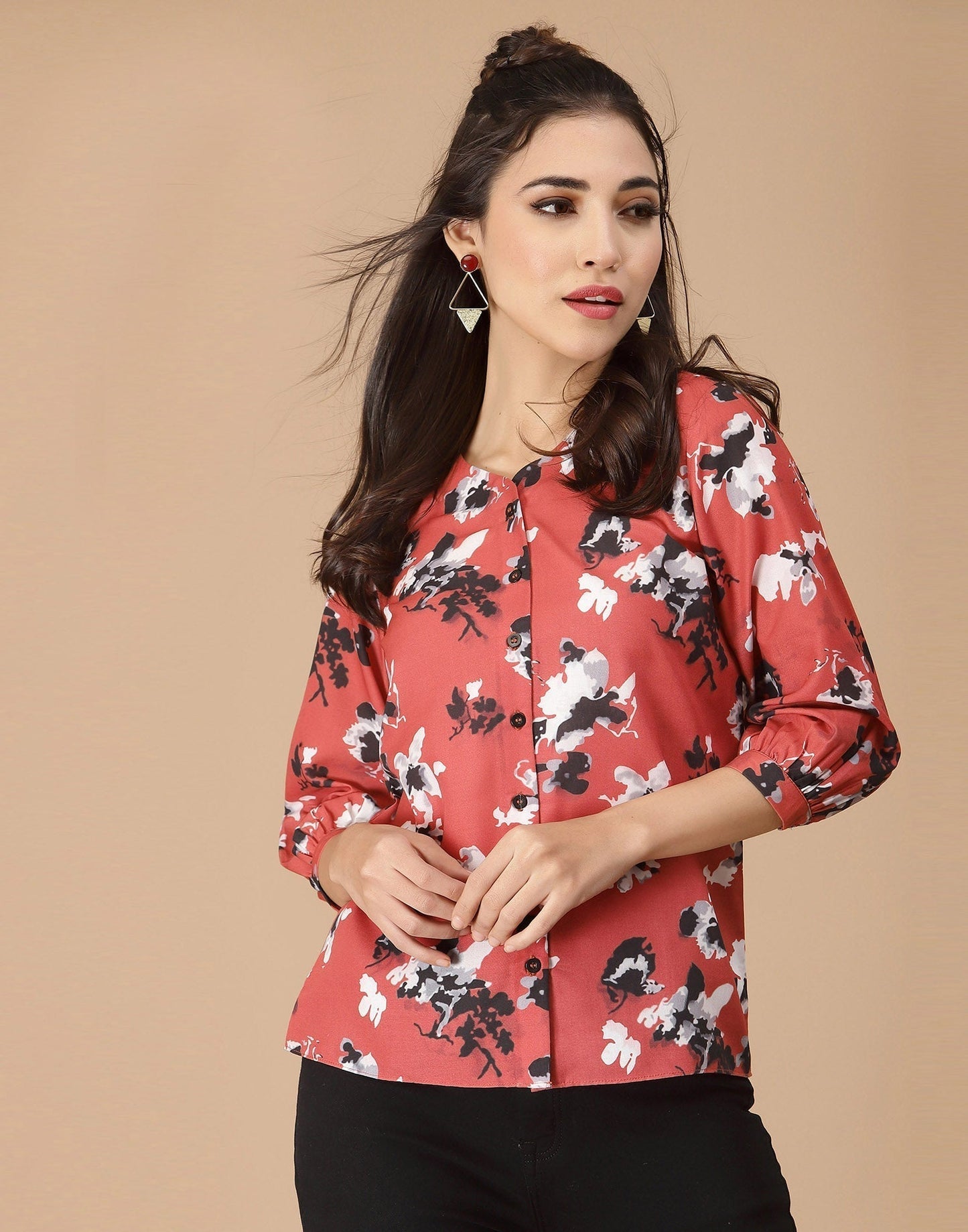 Red Digital Printed Shirt | Sudathi