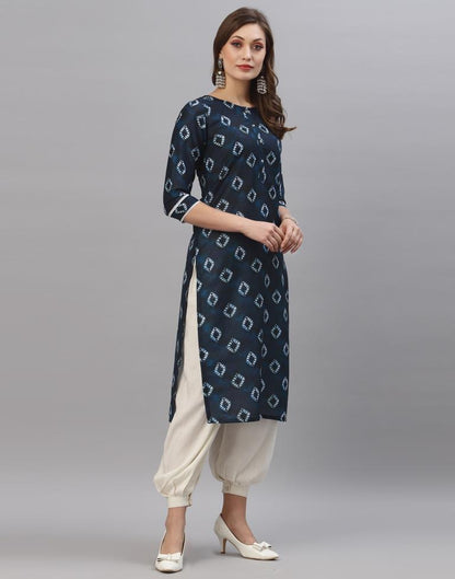 Dark Navy Printed Kurti | Leemboodi