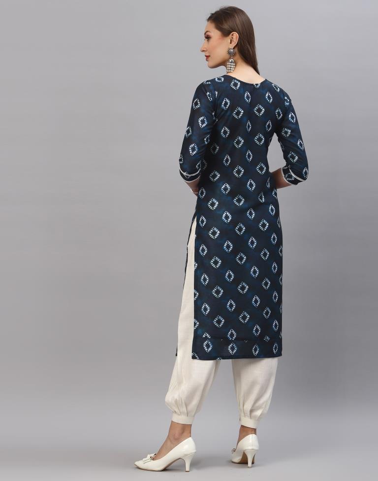 Dark Navy Printed Kurti | Leemboodi