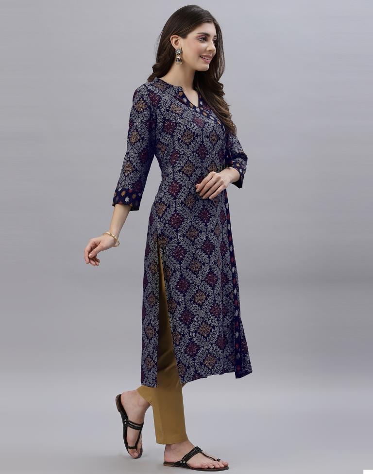 Navy Blue Printed Kurti | Sudathi