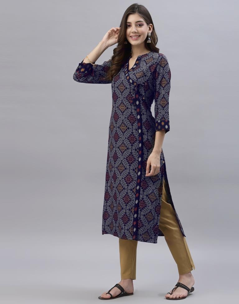 Navy Blue Printed Kurti | Sudathi