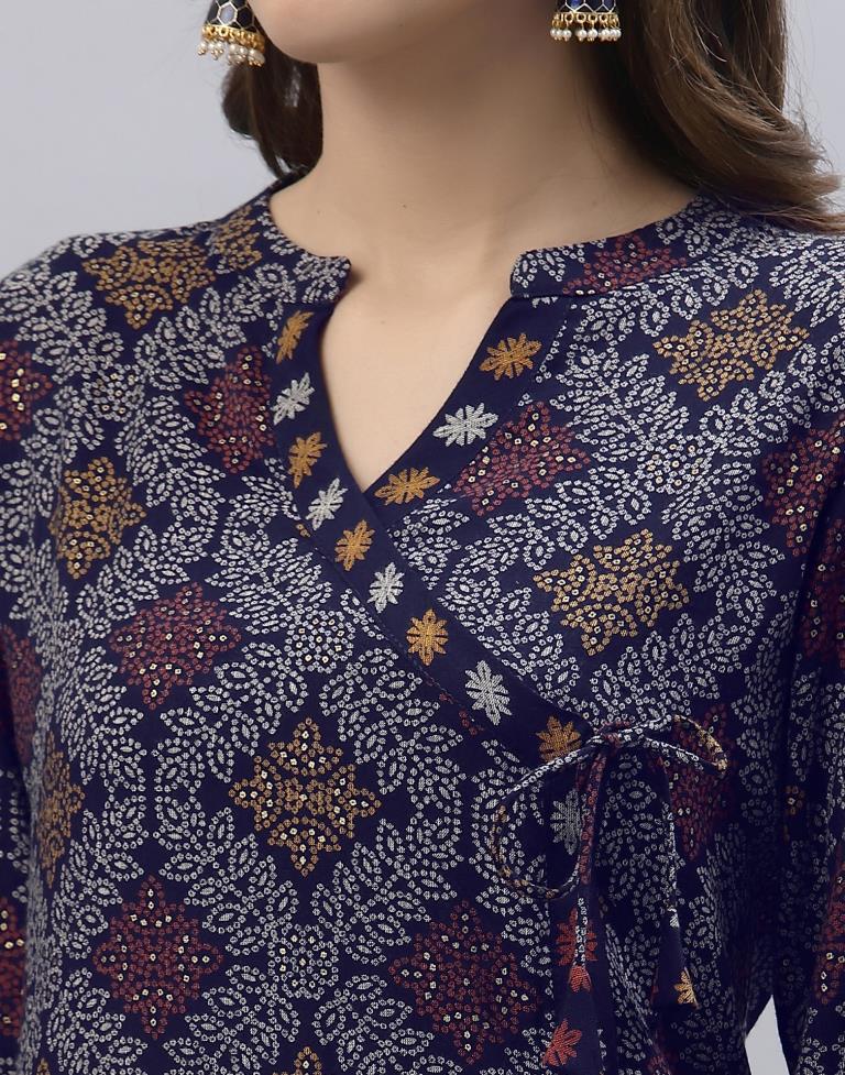 Navy Blue Printed Kurti | Sudathi
