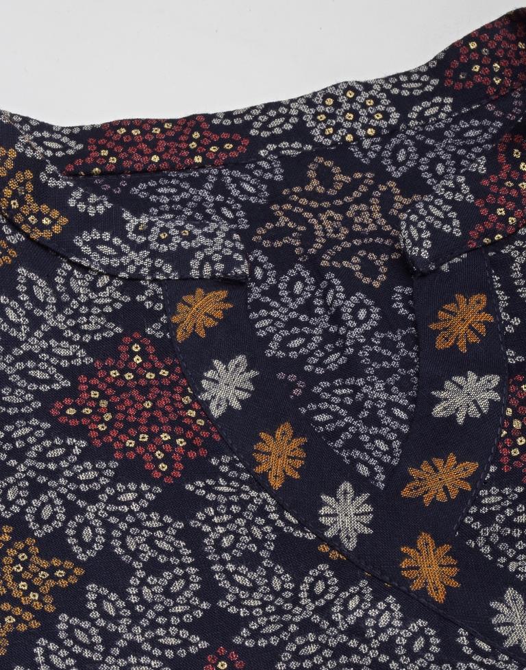 Navy Blue Printed Kurti | Sudathi