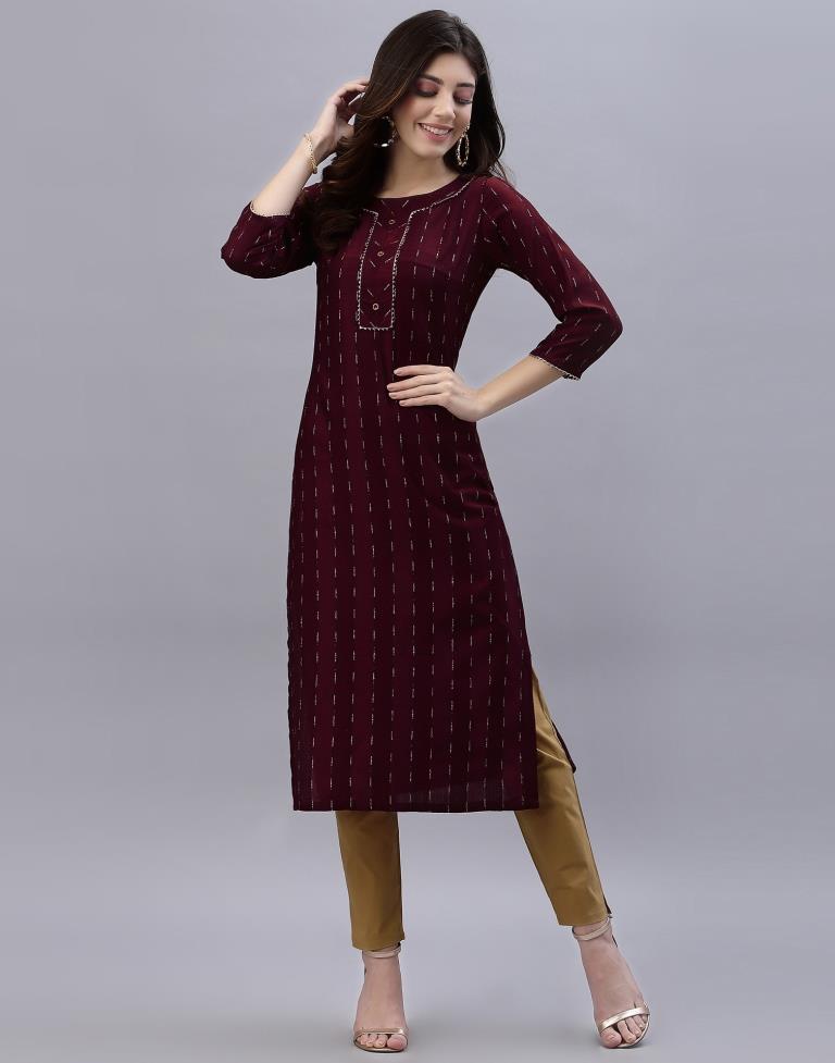 Maroon Woven Kurti | Leemboodi