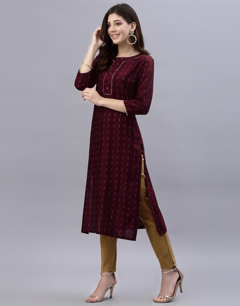 Maroon Woven Kurti | Leemboodi