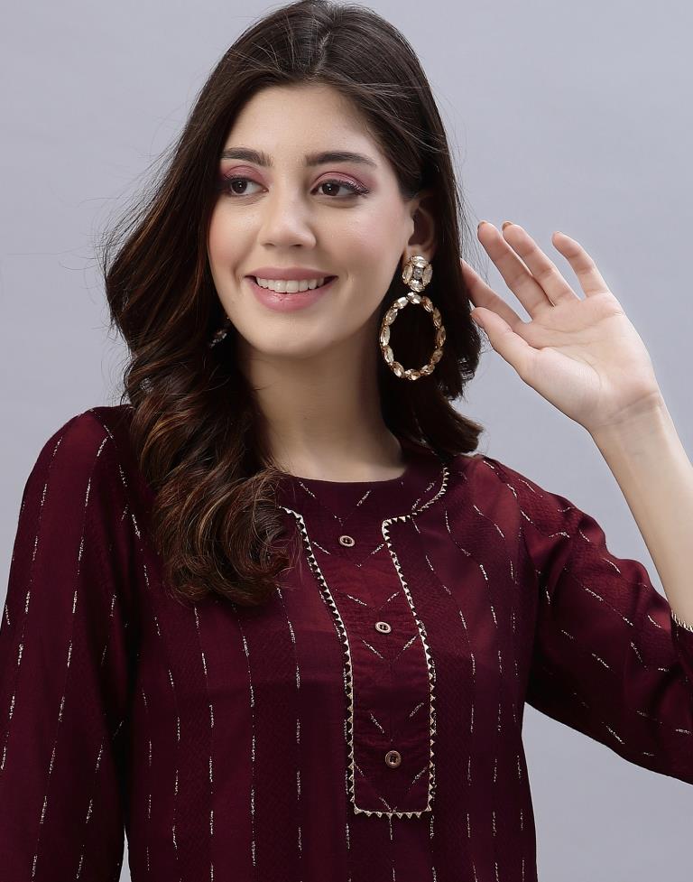 Maroon Woven Kurti | Leemboodi