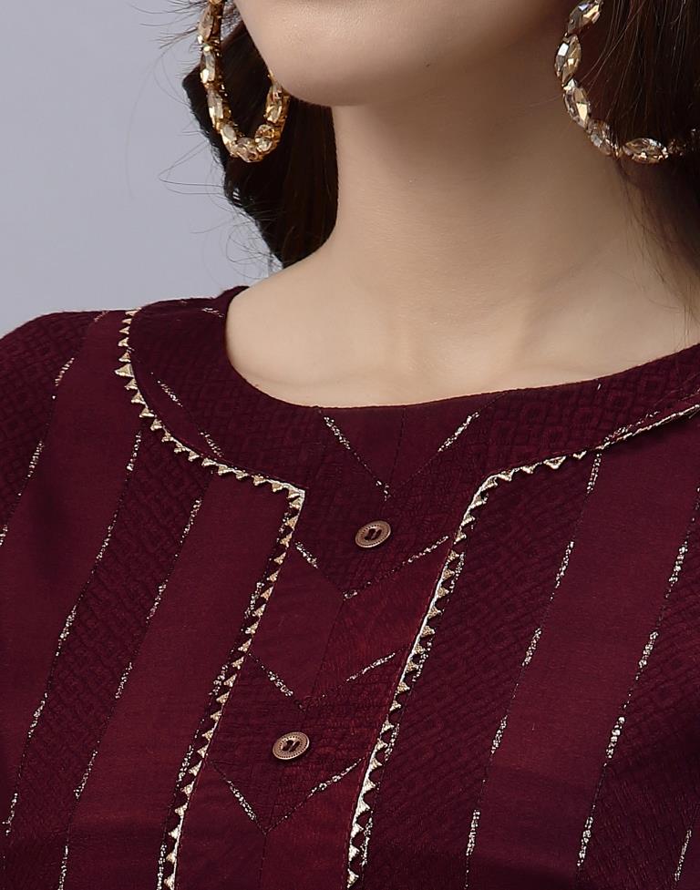 Maroon Woven Kurti | Leemboodi