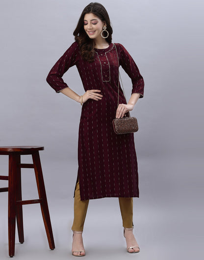 Maroon Woven Kurti | Leemboodi