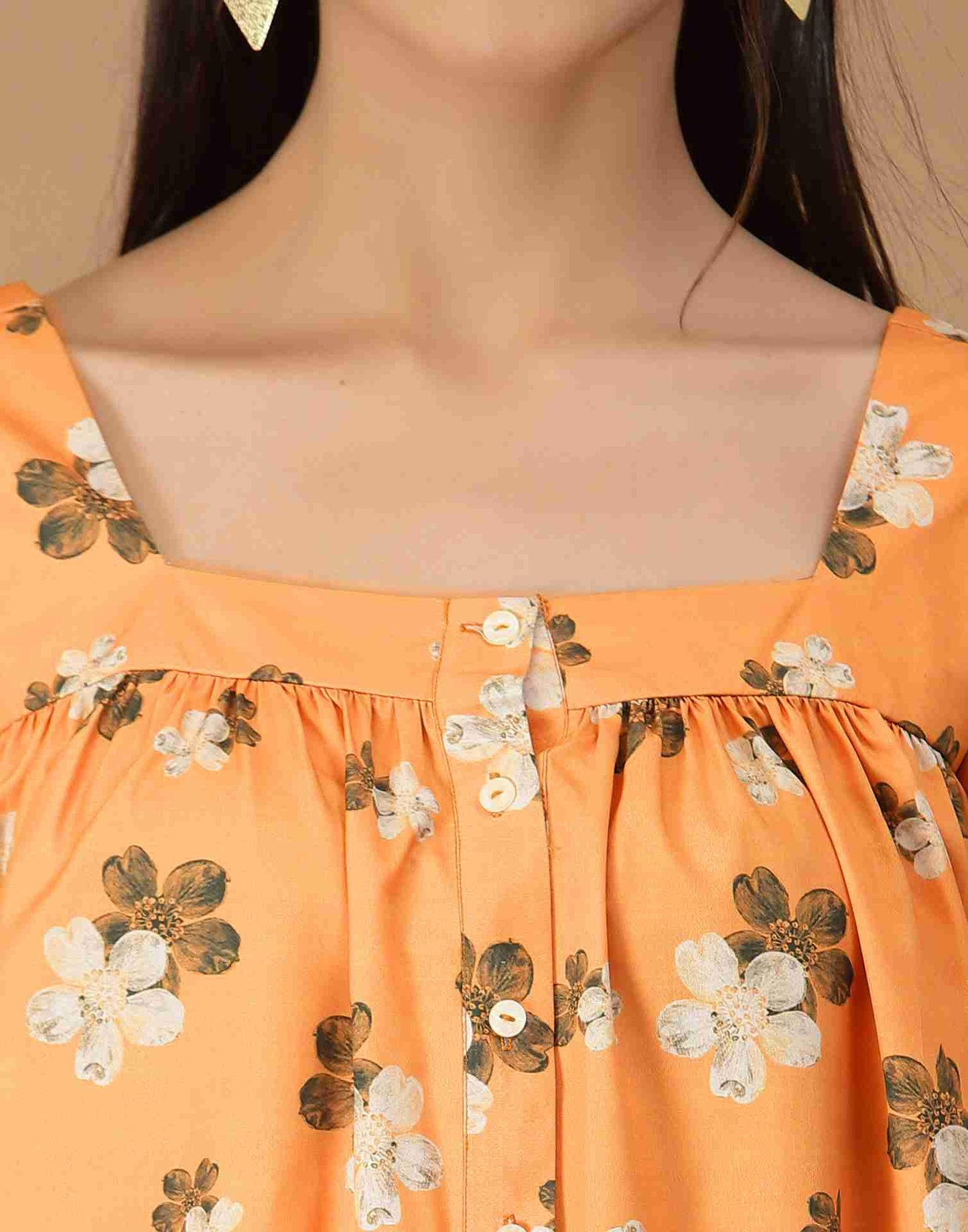 Orange Polyester Printed Top