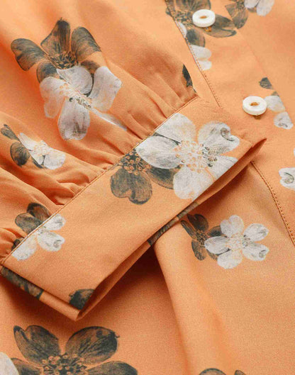 Orange Polyester Printed Top