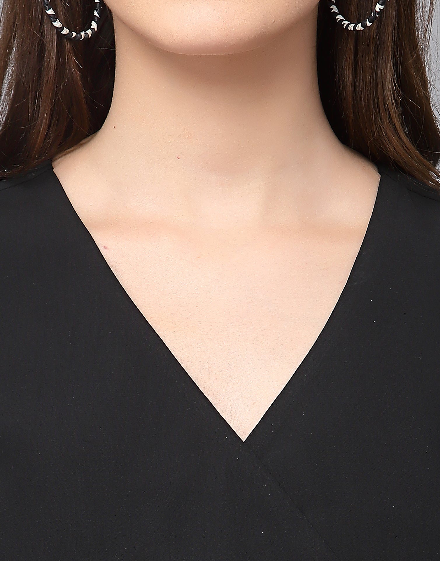 Black Polyester Embellished Top | Leemboodi