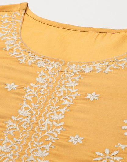 Yellow Kurti With Pant Set | Leemboodi