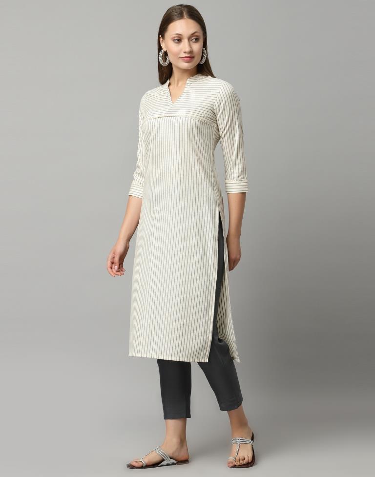 Off White Kurti With Pant | Leemboodi