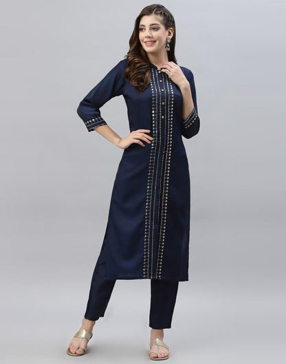 Navy Blue Kurti With Pant | Leemboodi