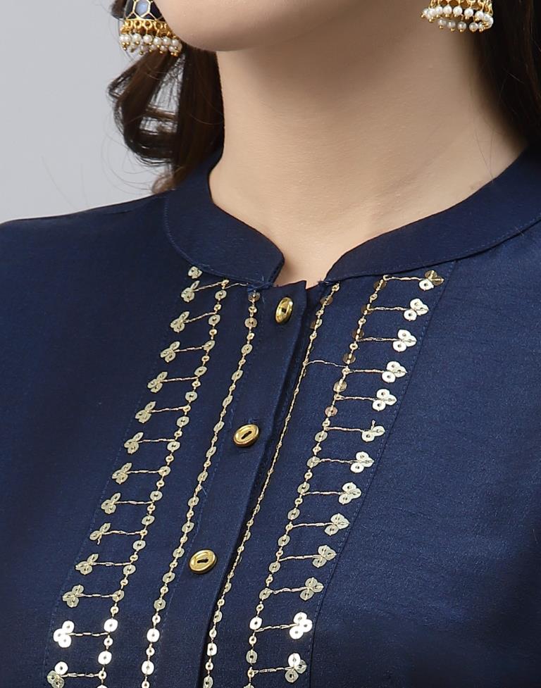 Navy Blue Kurti With Pant | Leemboodi