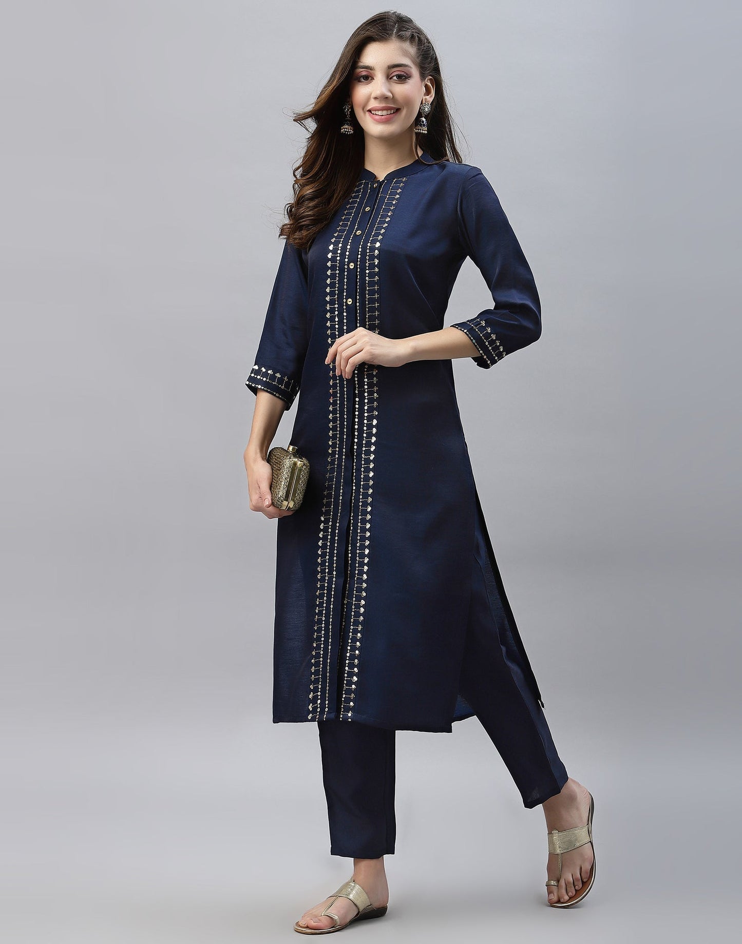 Navy Blue Kurti With Pant | Leemboodi