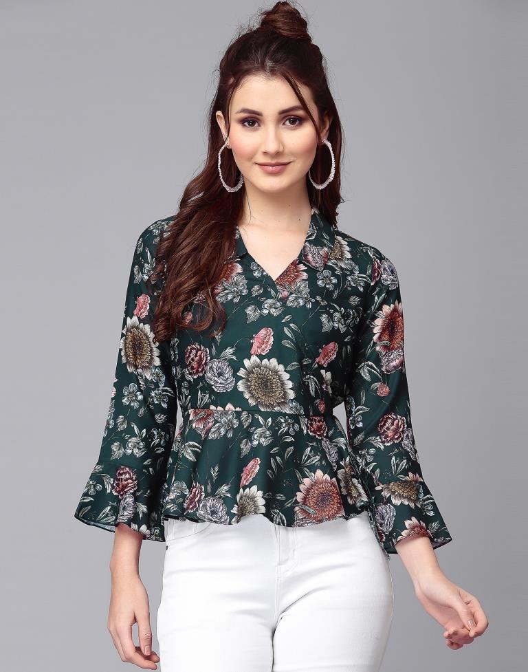 Dark Green Wrap Top | Leemboodi