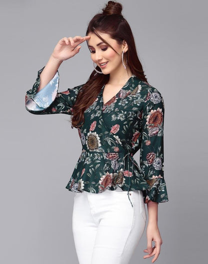 Dark Green Wrap Top | Leemboodi