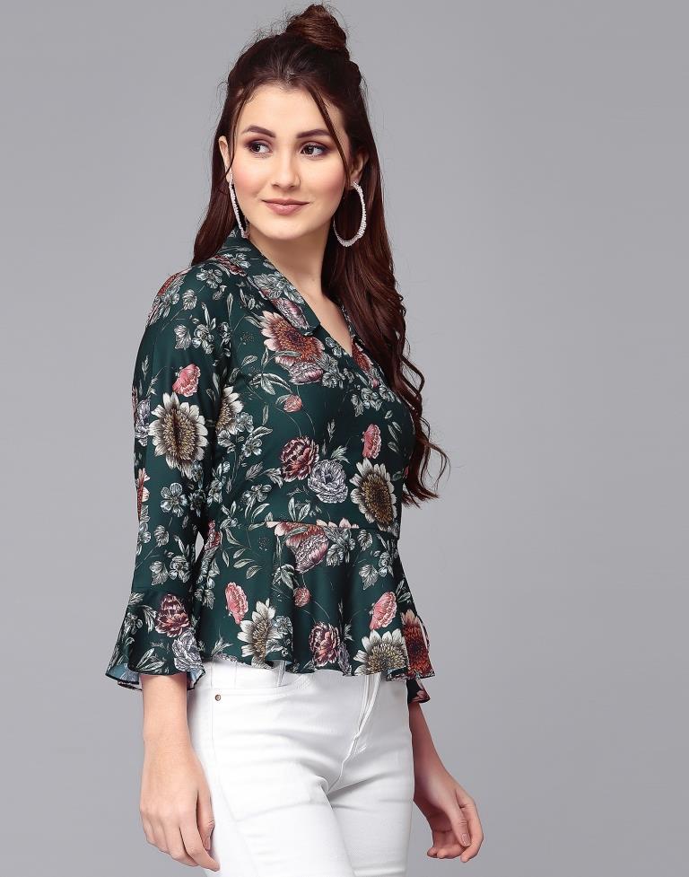 Dark Green Wrap Top | Leemboodi
