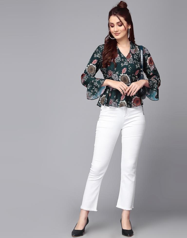 Dark Green Wrap Top | Leemboodi