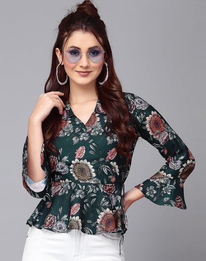 Dark Green Wrap Top | Leemboodi