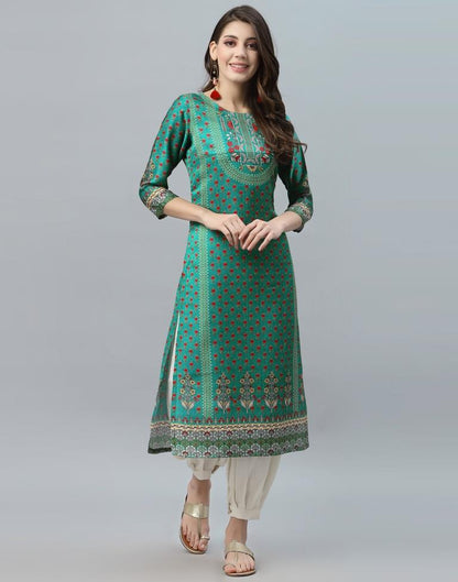 Sea Green Printed Kurti | Leemboodi