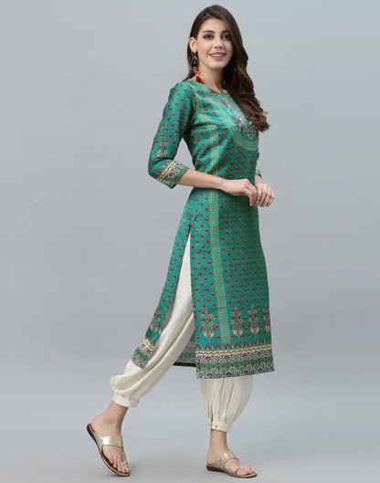 Sea Green Printed Kurti | Leemboodi