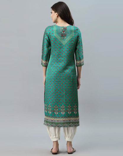 Sea Green Printed Kurti | Leemboodi