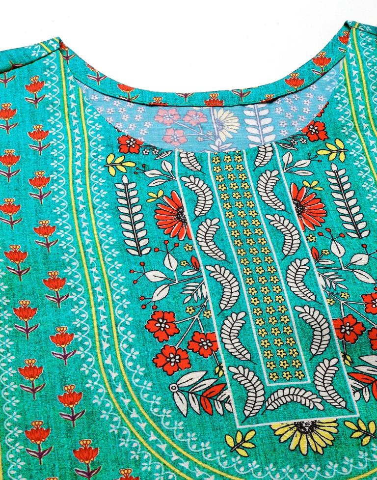 Sea Green Printed Kurti | Leemboodi