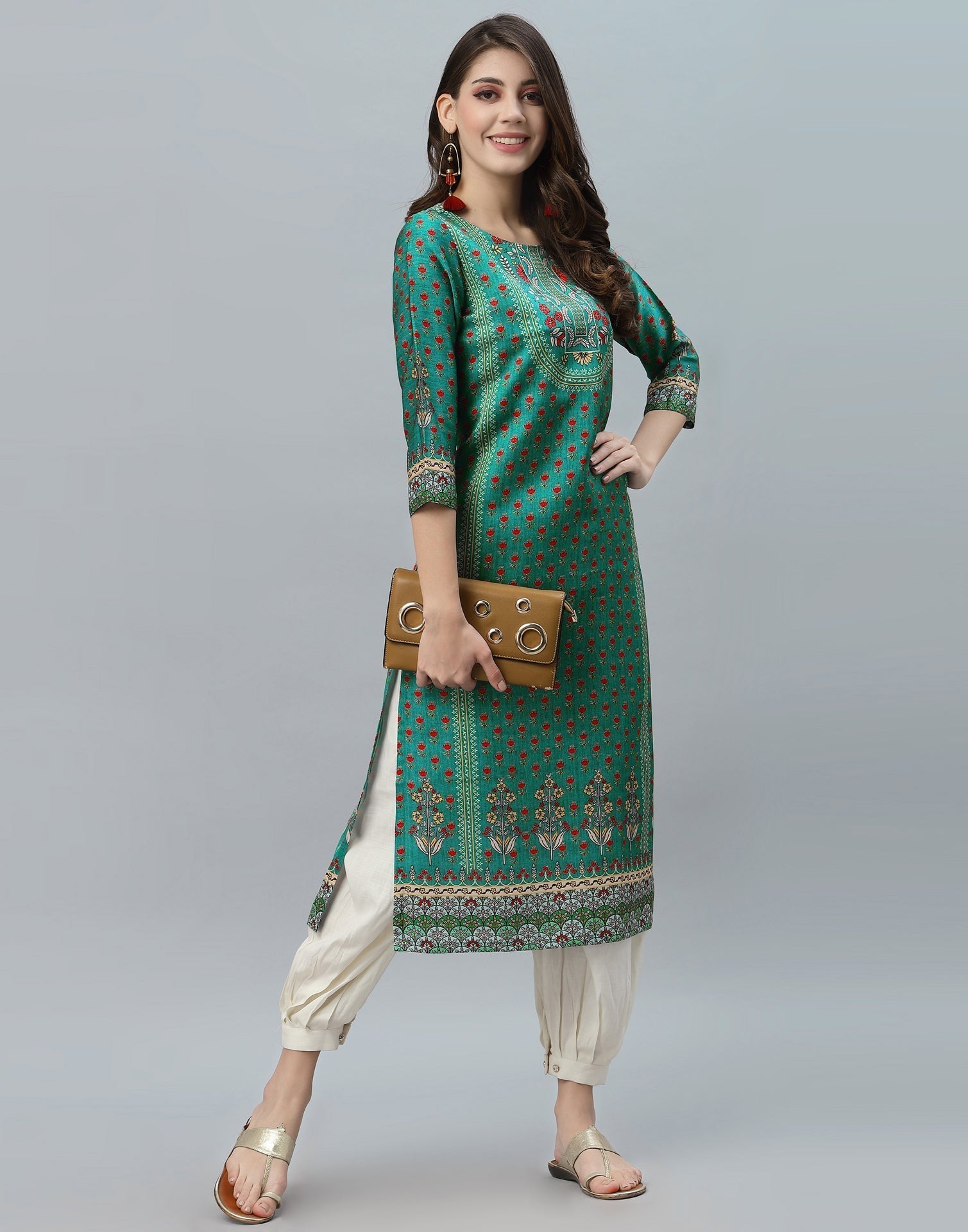 Sea Green Printed Kurti | Leemboodi