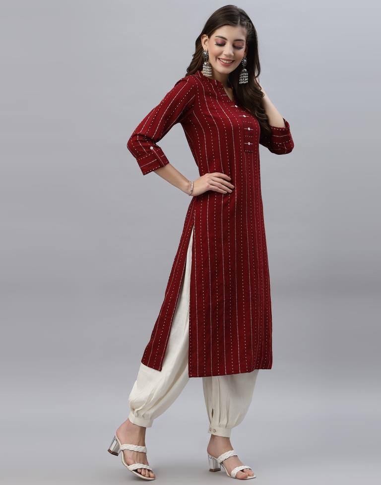 Maroon Solid Kurti | Leemboodi