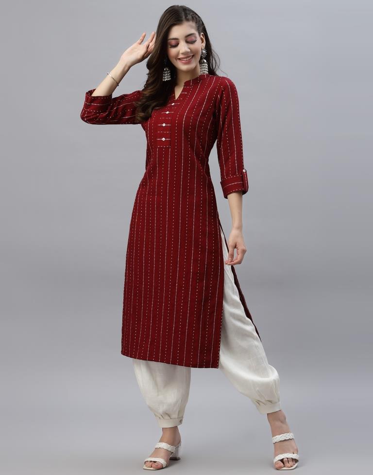 Maroon Solid Kurti | Leemboodi