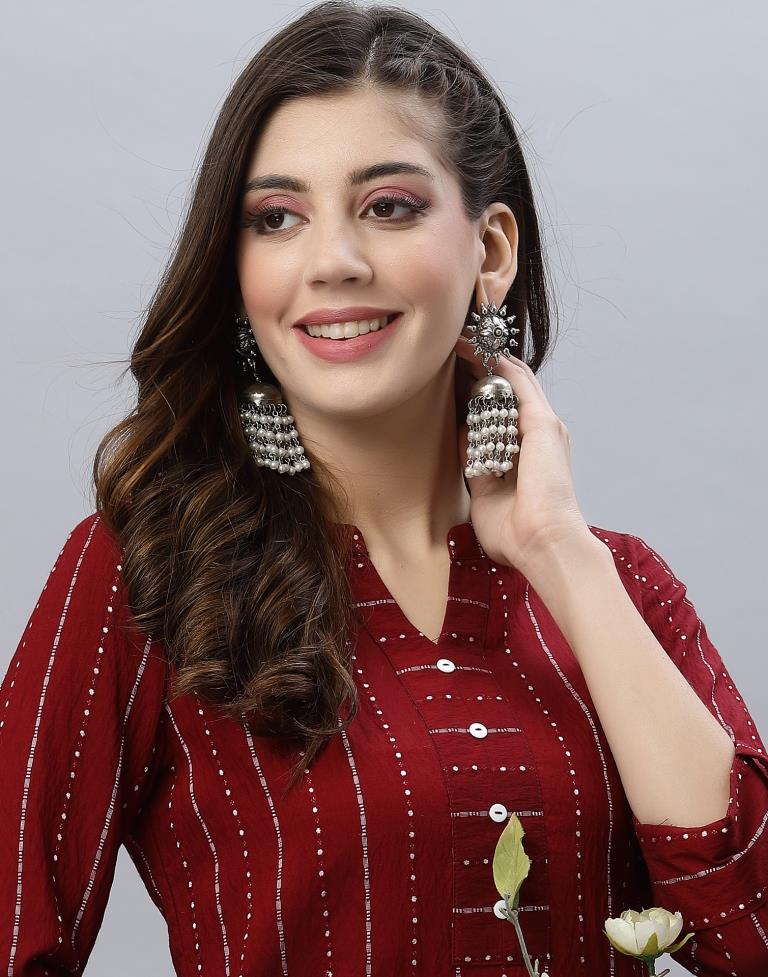 Maroon Solid Kurti | Leemboodi