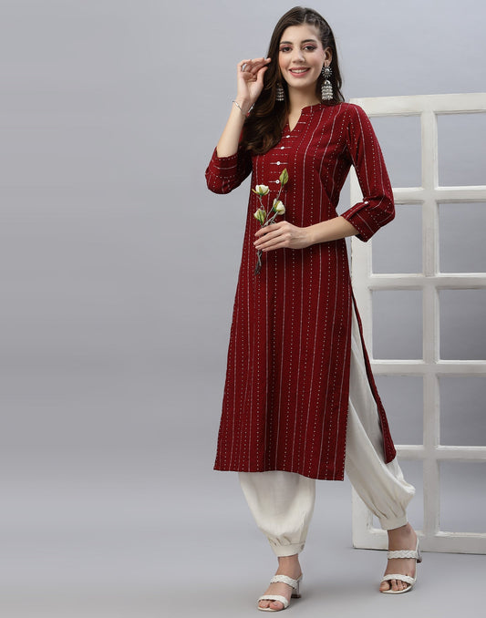 Maroon Solid Kurti | Leemboodi