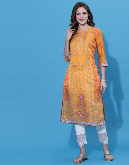 Mustard Printed Kurti | Sudathi