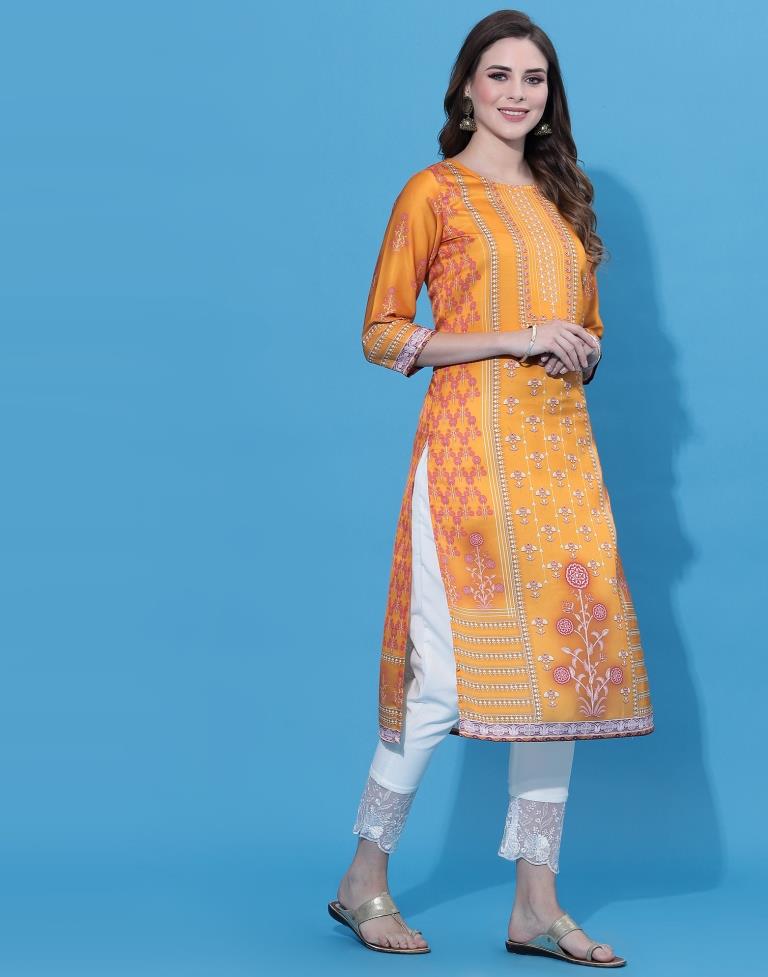 Mustard Printed Kurti | Sudathi