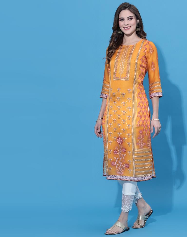 Mustard Printed Kurti | Sudathi